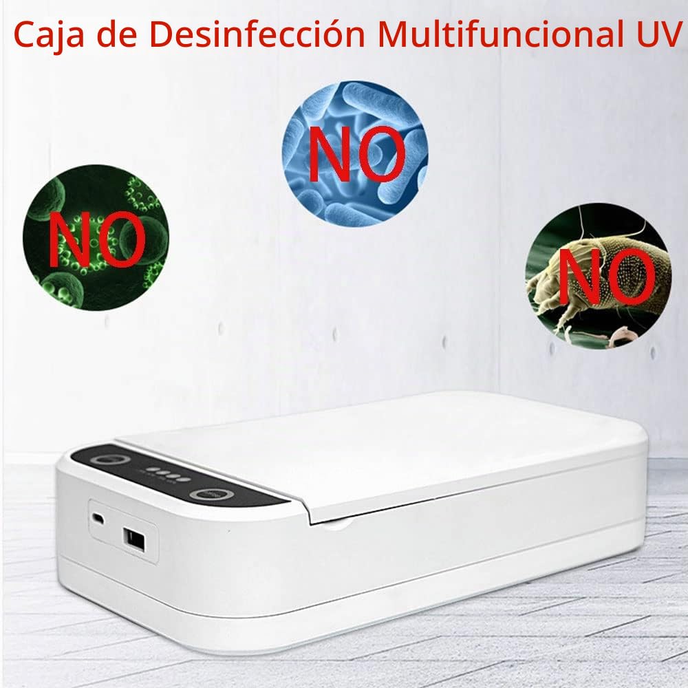 Caja esterilizadora UV para teléfono y artículos personales, bacterias limpias ultravioleta, puerto de carga USB, para máscaras de teléfono, joyería