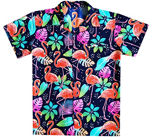 KY`s Original Camicia Hawaiana Bike – 100% Cotone, Con Tasca E Bottoni In Cocco, Grigio/Blu, Taglia M (UE)
