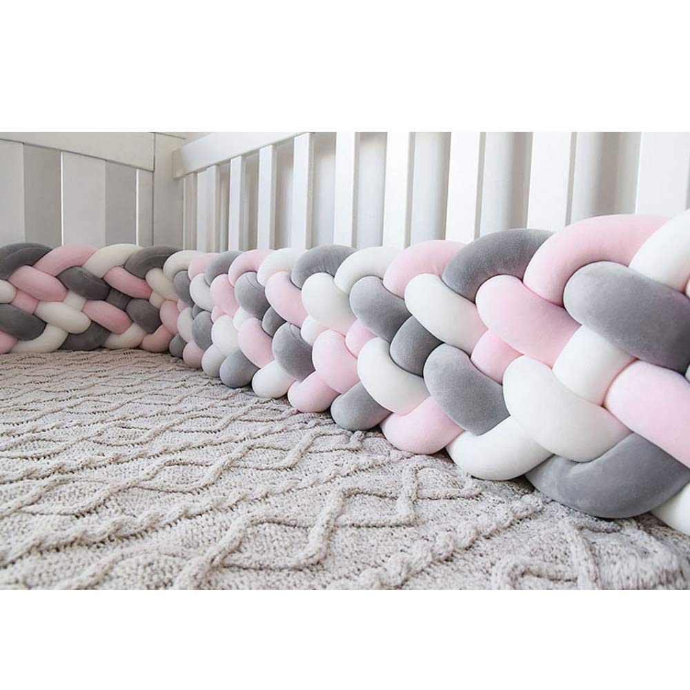 Baby Crib Bumper Knotted Braided Plush Cot Bed Bumper Braid Pillow Nursery Decorations Braided Bumper For Crib Baby Nest Cot Protector Bed Sleep Bumper,K-2m
