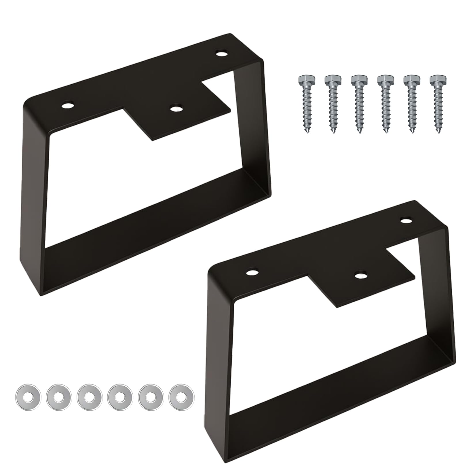 qiwuhai 2 Pcs Coffee Table Legs Metal Furniture Legss, Black Trapezoidal Table Bench Legs for DIY Cabinet Cupboard Chair Dining Tables Couch Dresser Sofa Feet(6 Inch) (Black15.2cm)