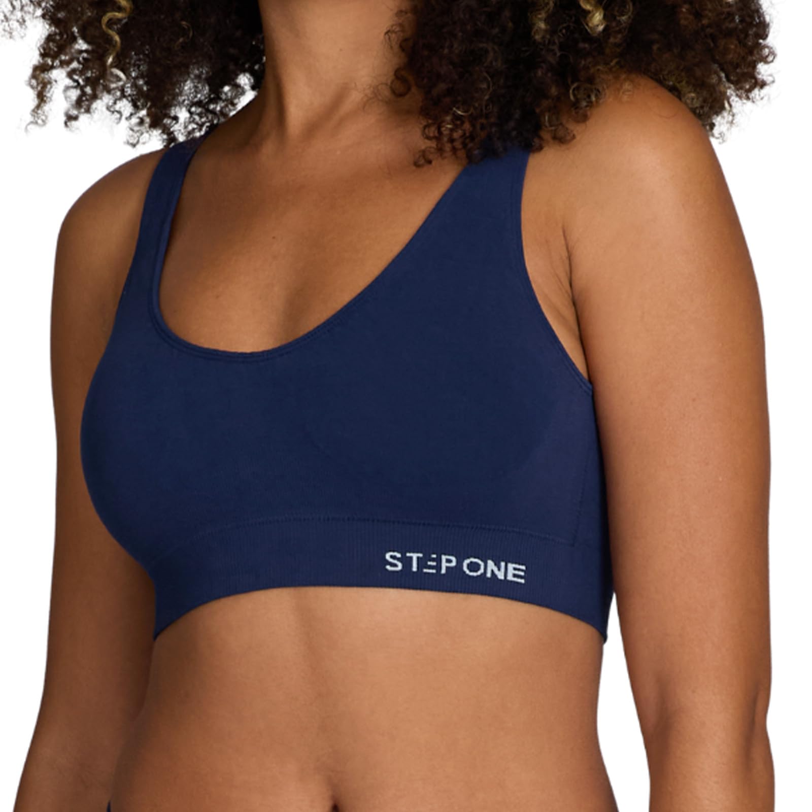 Step One Women's Navy Smoothfit Bra. Ultra-Soft Everyday Bra, Lifts & Supports And Feels Invisible On, Breathable Bamboo Moisture Wicking With Removable Cups Medium