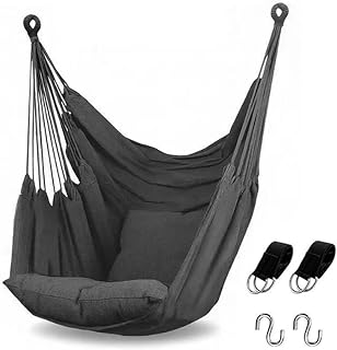 Goutime Hammock Chair, Boho Macrame Hanging Rope Swing, Dark Gray