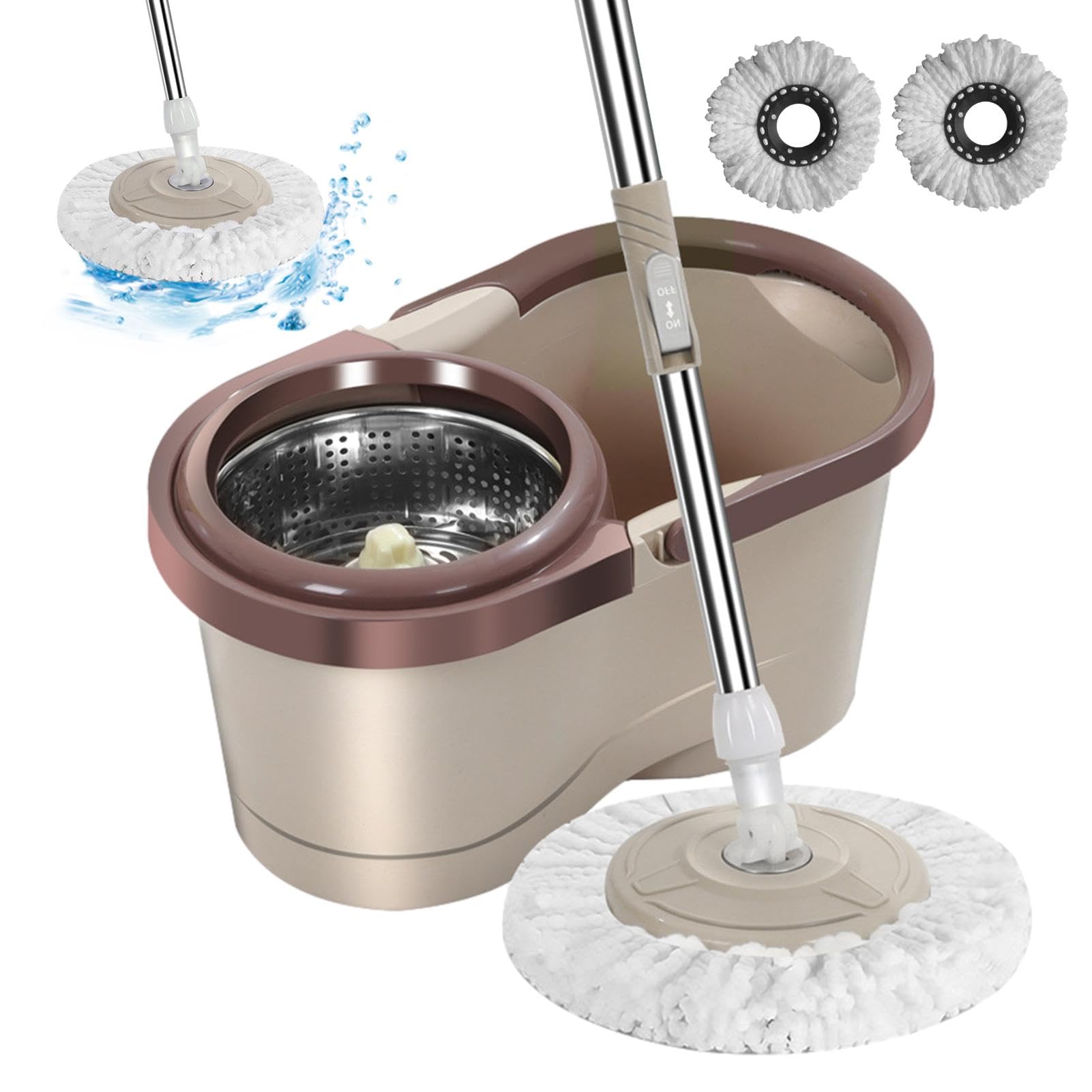 de cubo Mop, fregona con escurridor, fregona con mango de acero inoxidable, cubo de centrifugado automático, fregona y cubo para salón, cocina, balcón, sala de estudio | cubo de centrifugado automático, fregona y cubo para salón, cocina, balcón, sala de e