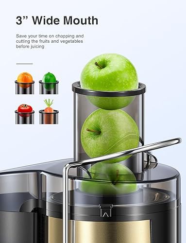 Miniatura 86 de QCen Máquina Exprimidora, Extractor de Jugos Centrífugo de 500W con Boca Ancha y Canal de Alimentación de 3" para Frutas y Verduras, Fácil de
