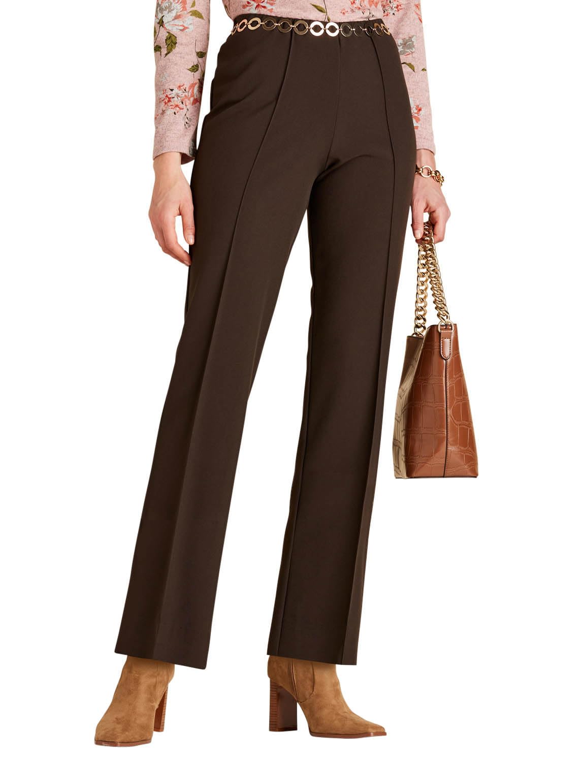 Chums Elasticated Waist Comfort Trouser with Pintuck Stitch - Chocolate - Women's - XS