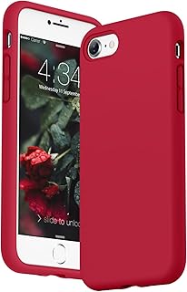 SURPHY Funda iPhone SE 2022 y 2020, Funda iPhone 8 Case, iPhone 7 Case, Silicona Líquida con Forro de Microfibra, Funda para iPhone SE 2 3 4.7", Rojo