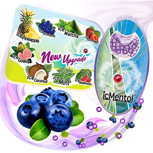 icMentol-Neues verbessertes Rezept, 100 Kapseln Menthol kugeln, Aroma Kapsel, Aromakugeln, DIY Click Kugeln (ice blueberry)