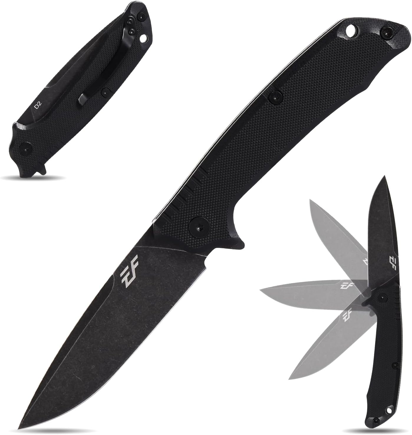 - Eafengrow EF223 Folding Knife D2 Blade with G10 Handle Multi Pocket Knife Survival Outdoor Camping Survival (black)
