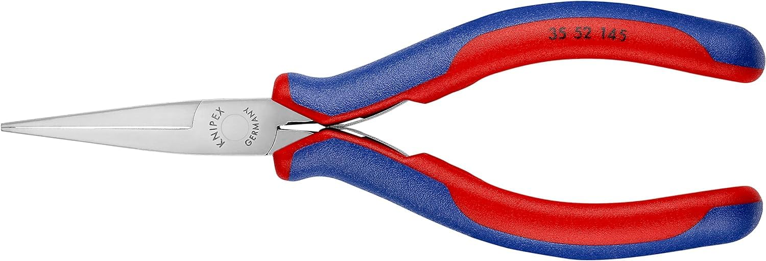 KNIPEX Elektronik-Greifzange mit durchgestecktem Gelenk mit Mehrkomponenten-Hüllen 145 mm, 35 52 145