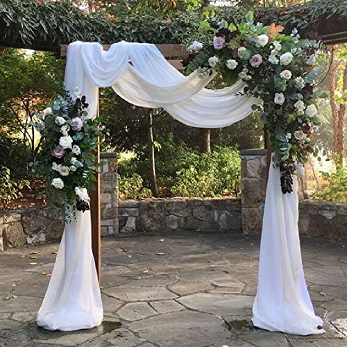 MoKoHouse White Wedding Arch Drapes Fabric 3 Panels 6 Yards Chiffon Fabric Drapery Sheer Backdrop Curtains for Party Ceremony Arch Stage Decorations