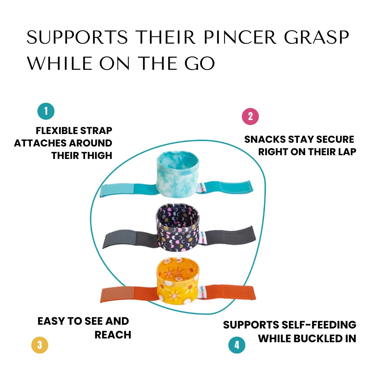 wearabowl® Baby & Toddler Snack Cup Bowl with Adjustable Strap, Secure to Child’s Lap in Strollers & Car Seats to Prevent Spills - Supports Pincer Grasp Skills (Bundle)
