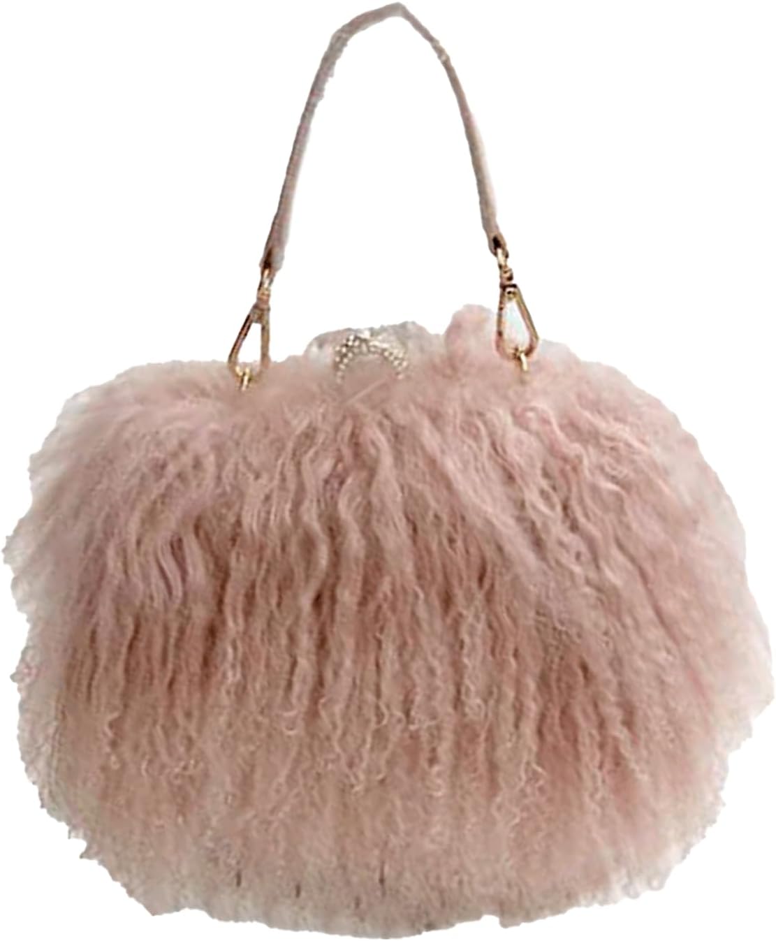 Fur Purse Mongolian Real Lamb Shoulder Bag Curly Genuine Wool Leather Fluffy Fuzzy Furry Satchel Handbag Purse