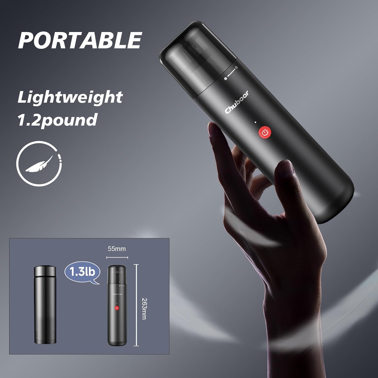 Chuboor Mini Vacuum, Powerful Car Vacuum Cordless Rechargeable, Small Dust Buster for Dust, Sand, Crumbs, Ultra-Light Portable Vacuum for Home, Car, Hand Held Vacuum PB10