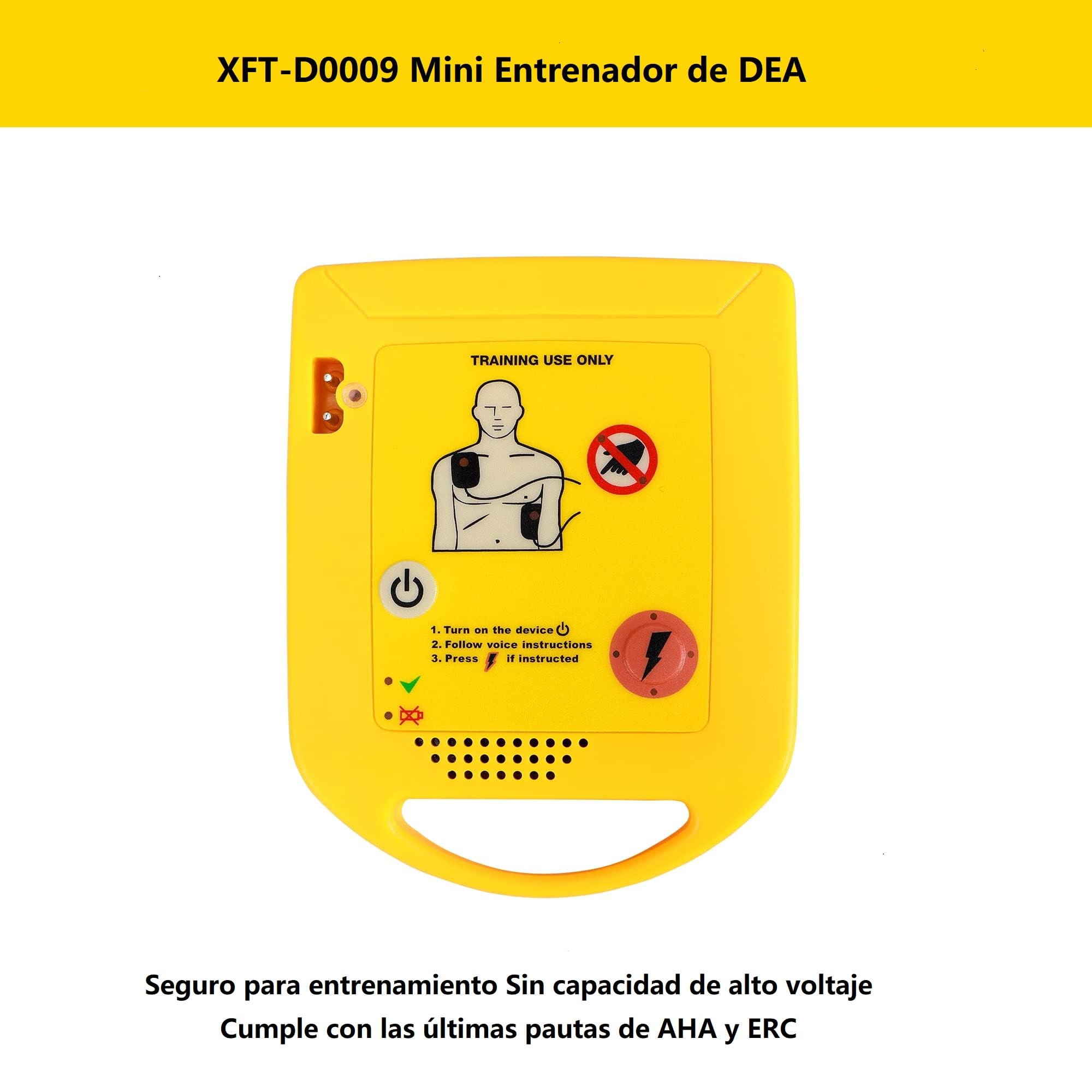 Mini AED Trainer, Desfibrilador Entrenamiento Español para la Formación en SBV y DESA, Desfibrilador Formacion para Principiantes en Desfibrilador (XFT-D0009)