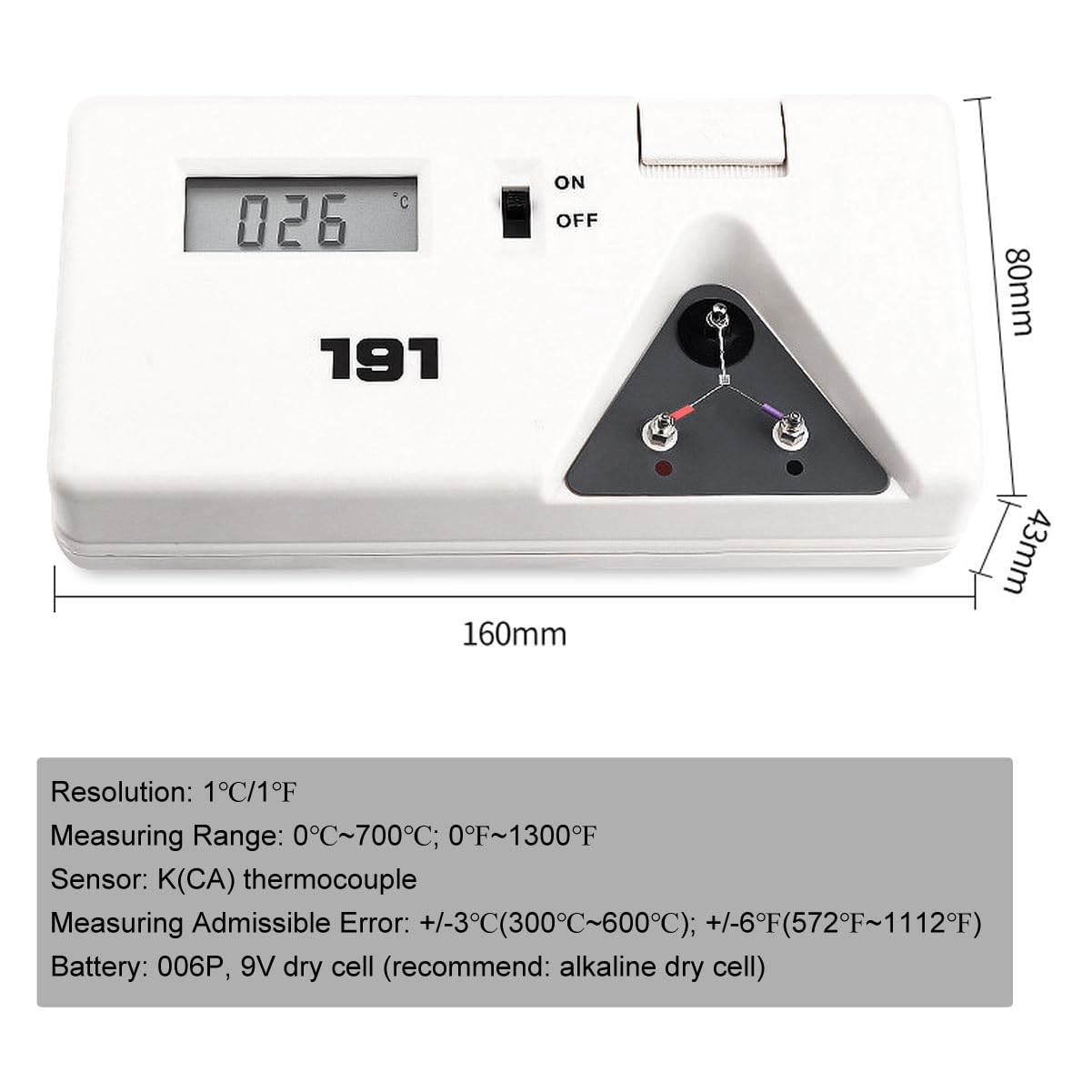 Thermomètre pour Pointe À Souder, 0-600 °C (1200 °F) Testeur Numérique de Température de Soudage Thermomètre Électronique Portable pour Pointe À Souder Avec Batterie, pour Station de Soudage
