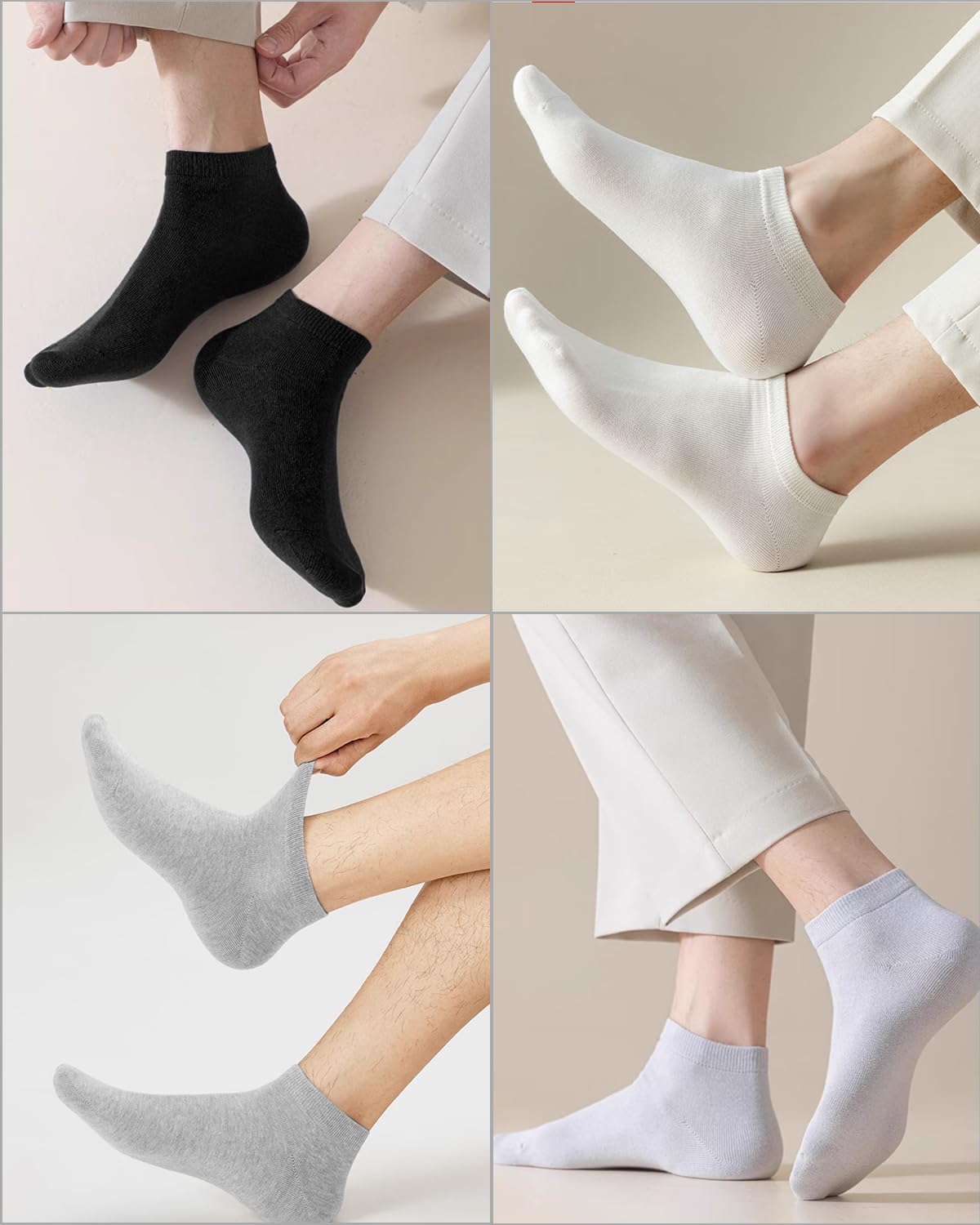 Men's 100% Cotton Ankle Socks Cushioned Dress Casual Running Socks, Moisture Wicking Breathable Athletic 6Pack - Image 2