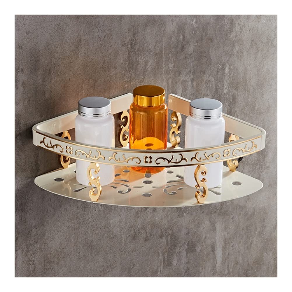 ZHZJQE Exquisite Bathroom Shelves Shower Caddy Bathroom Black Shelf with Towel Bar Space Aluminum Corner Towel Rack with