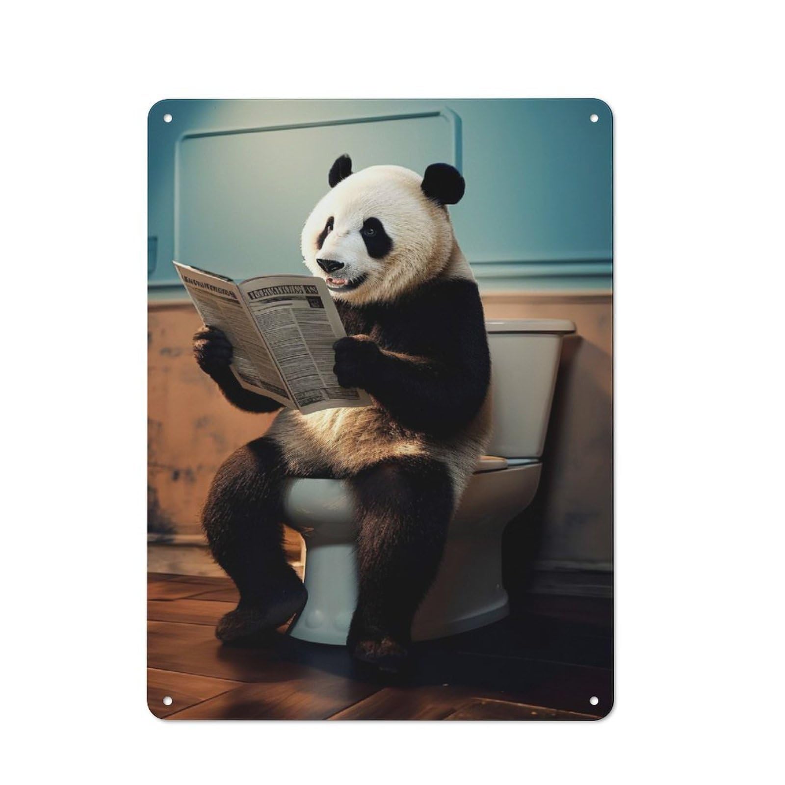 Junmoney Panda Toilet Newspaper 40X30cm Rustic Metal Sign With For Guest Room Or Hallway, For Vintage Wall Decor Fans, For Metal Sign Collectors