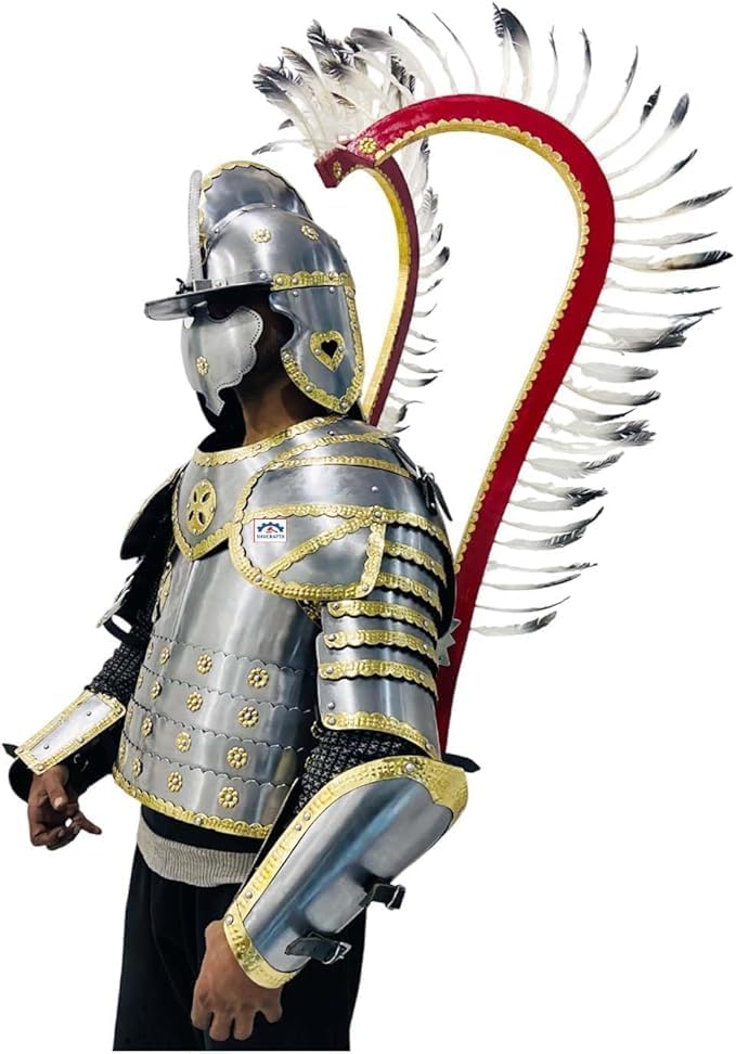 Polish Winged Hussar Armor Costume - Full Metal Cuirass & Helmet Set - Medieval Historical Reenactment Costume For Cosplay, LARP