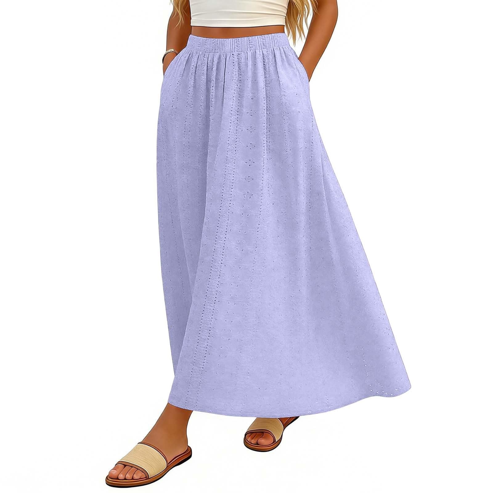 Falda midi elegante para mujer, lisa, casual, acampanada, transpirable, ligera, para uso diario