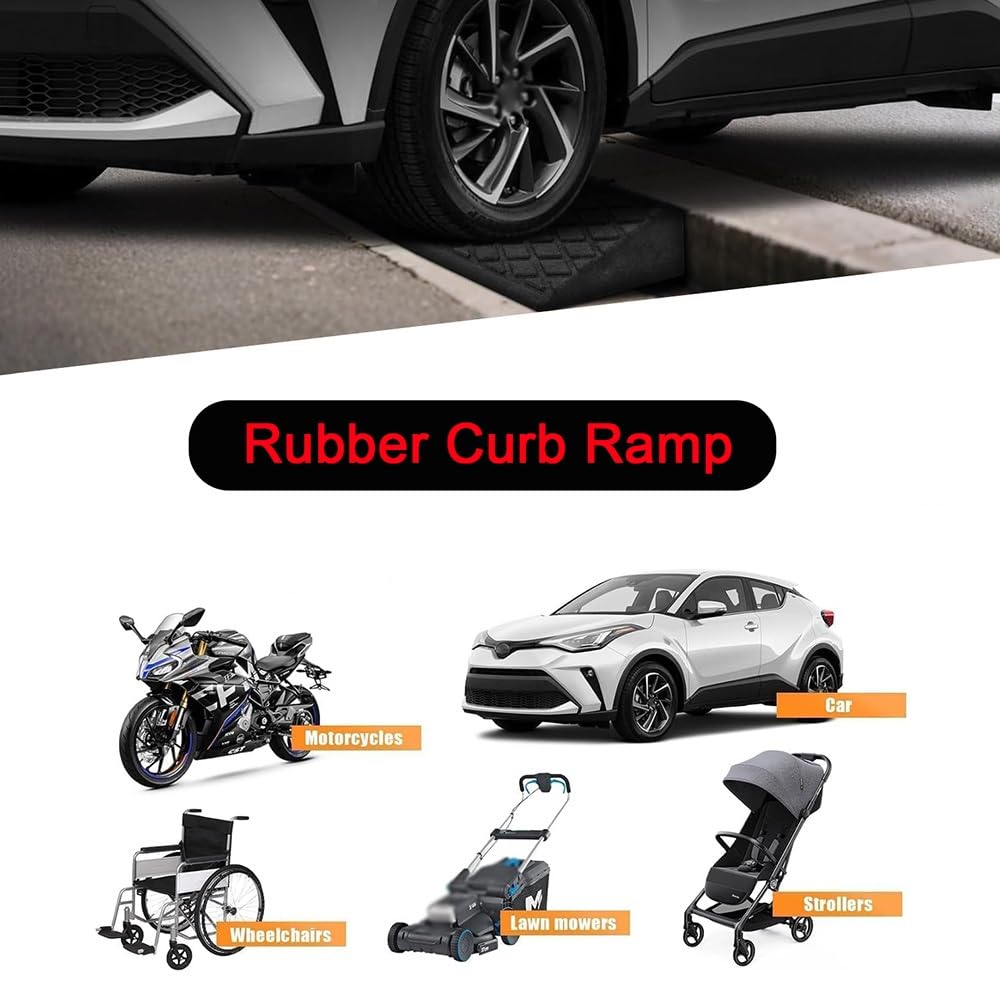 Rampas De Bordillo De Coche Rampas De Umbral De Goma Alto 3 4 5 6 7 8 9cm Rampa para Silla De Ruedas Antideslizante Rampa De Acceso Portátiles para Coches(39x6x1.5in/100x15x4cm)