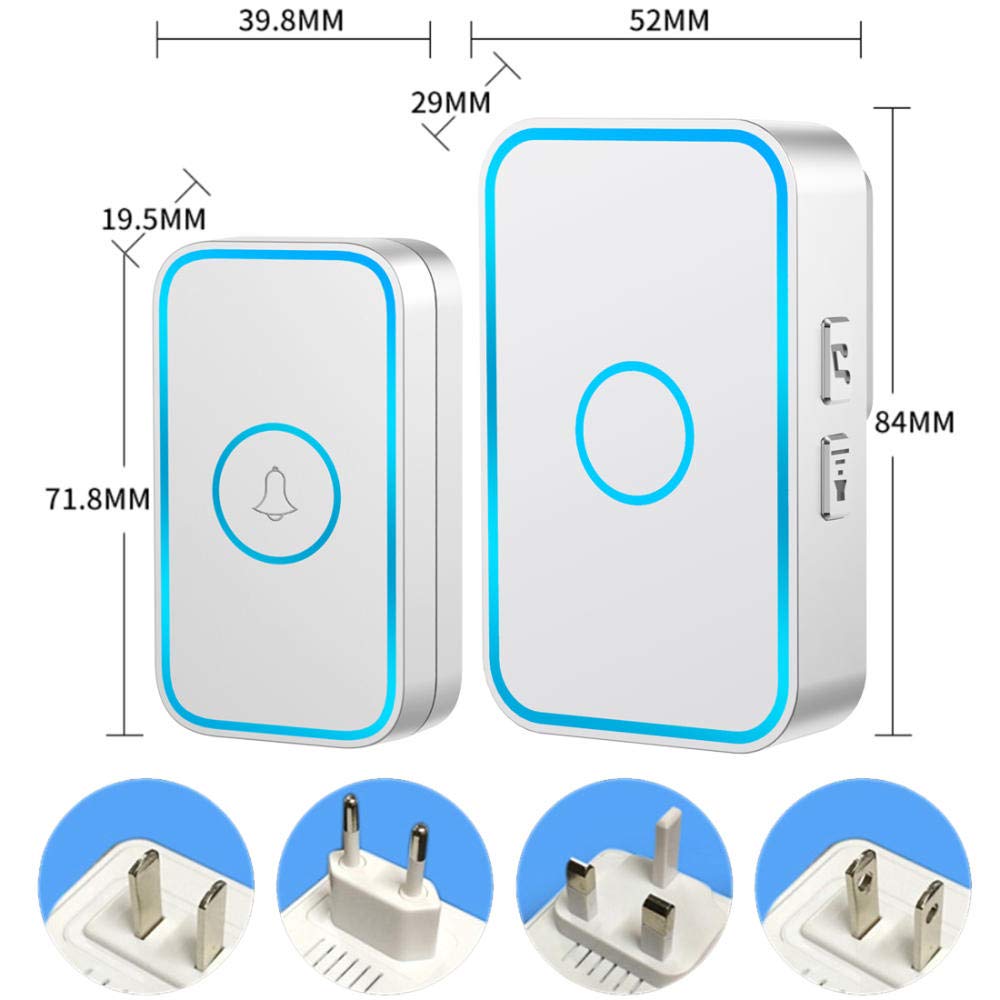 Hcmlek Campanello Radio Per Esterni, Impermeabile, Portata 300 M, IP55, Campanello Con 1 Ricevitore Per Esterni, Porta Di Casa, Negozio, Ufficio - Foto 12