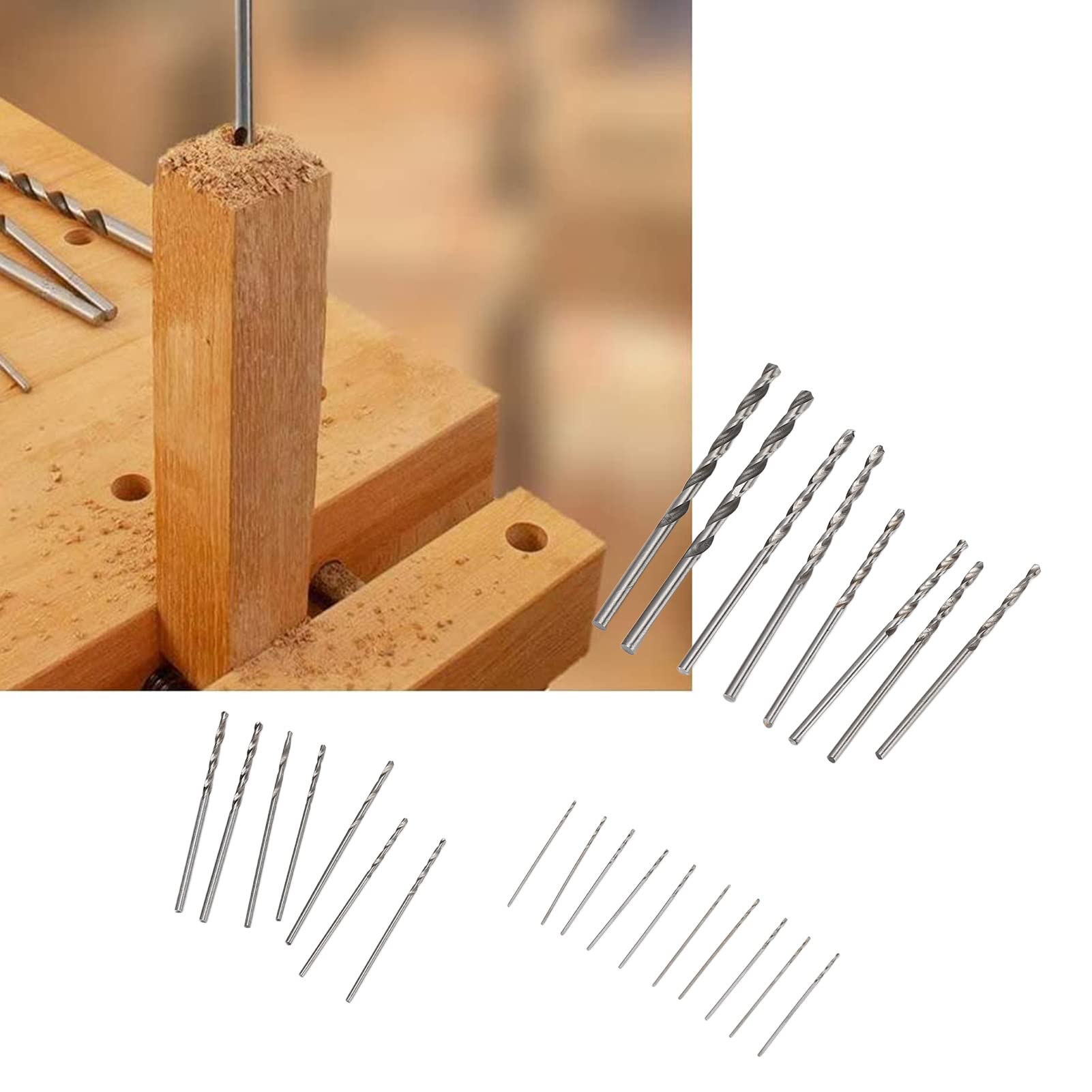 25PCS Twist Micro Drill Bits,0.5‑3mm 9 Specifications Durable Sharpness Micro Drill Bit Set with Hss Straight Shank for Jewelry Watch PCB Crafts