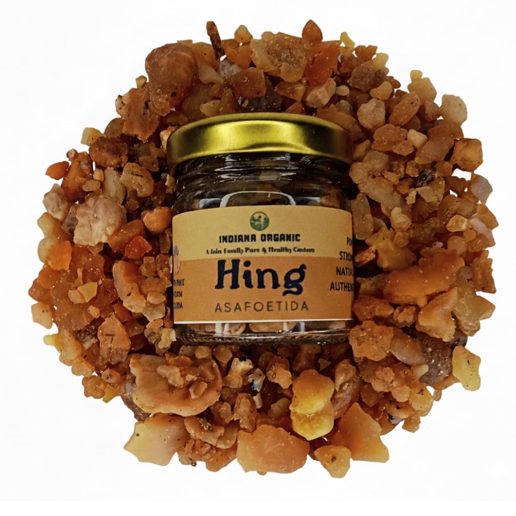 Indiana Organic Hing 23 g whole sabut | trongest Pure Asafoetida| Lab tested Premium Hing from Uzbekistan | Gluten-Free | No Atta | No Maida | Chemical-Free | Organic | Harvest 2025-23 gram