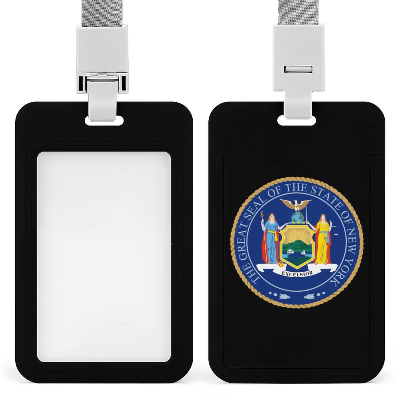 FunnyStar Great Seal of New York State ID Badge Holder Fashionable Name Card Holders BadgeTag with Detachable Neck Lanyard
