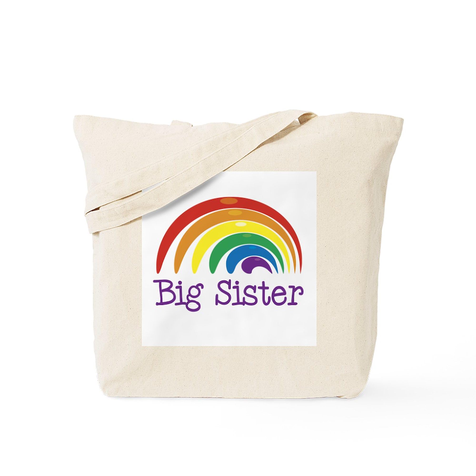CafePress Big Sister Rainbow Tote Bag Natural Canvas Tote Bag, Reusable Shopping Bag