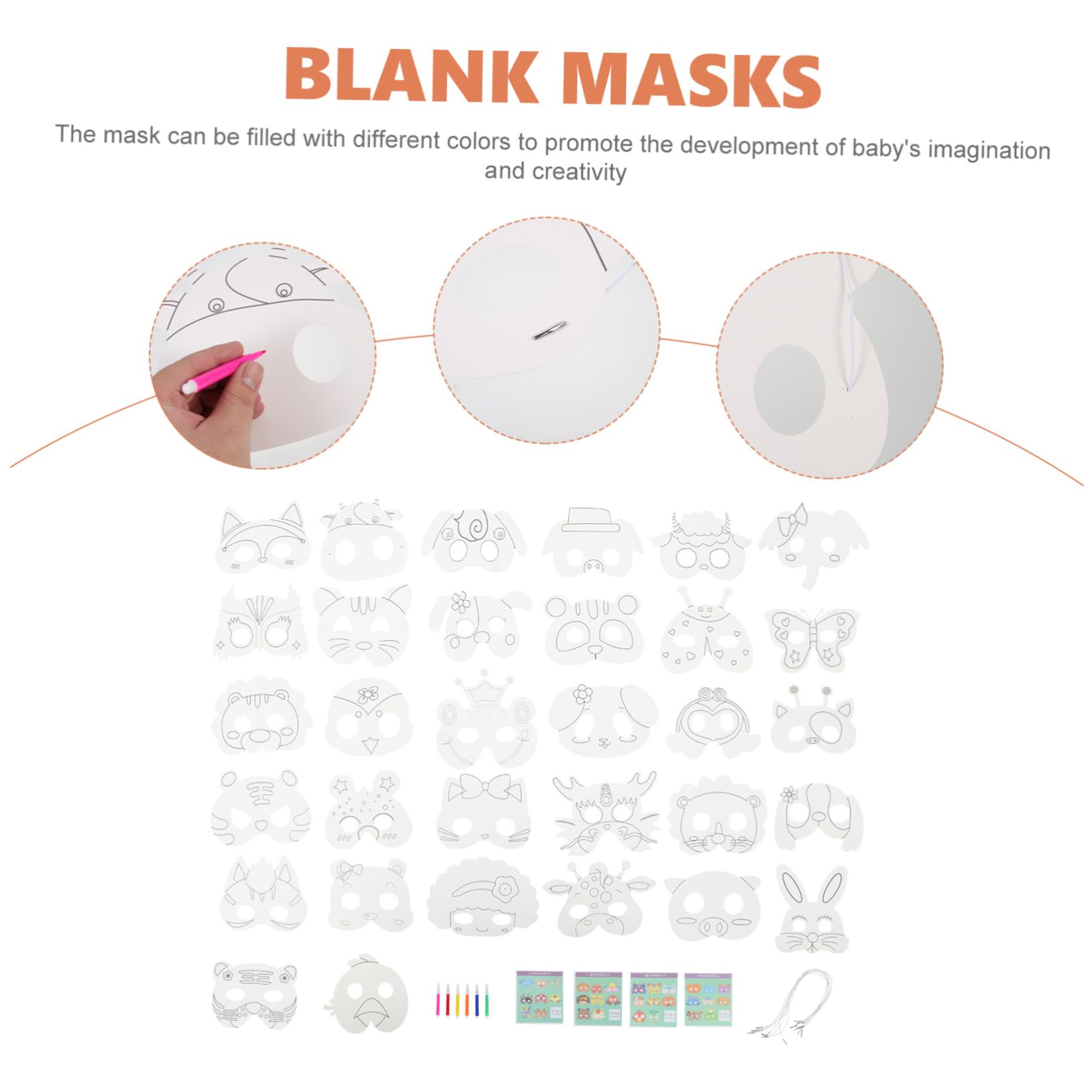 ibasenice 5sets Maschere Fatte Mano Per Maschere Animali Da Colorare Vuote Per Feste e Halloween Attività Creative Per Sviluppare La Manualità Dei