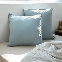 Vista 43 de Simple&Opulence Juego de funda de edredón 100% lino, 2 piezas, estilo básico, de lino lavado francés, color sólido, suave, transpirable, con cierre