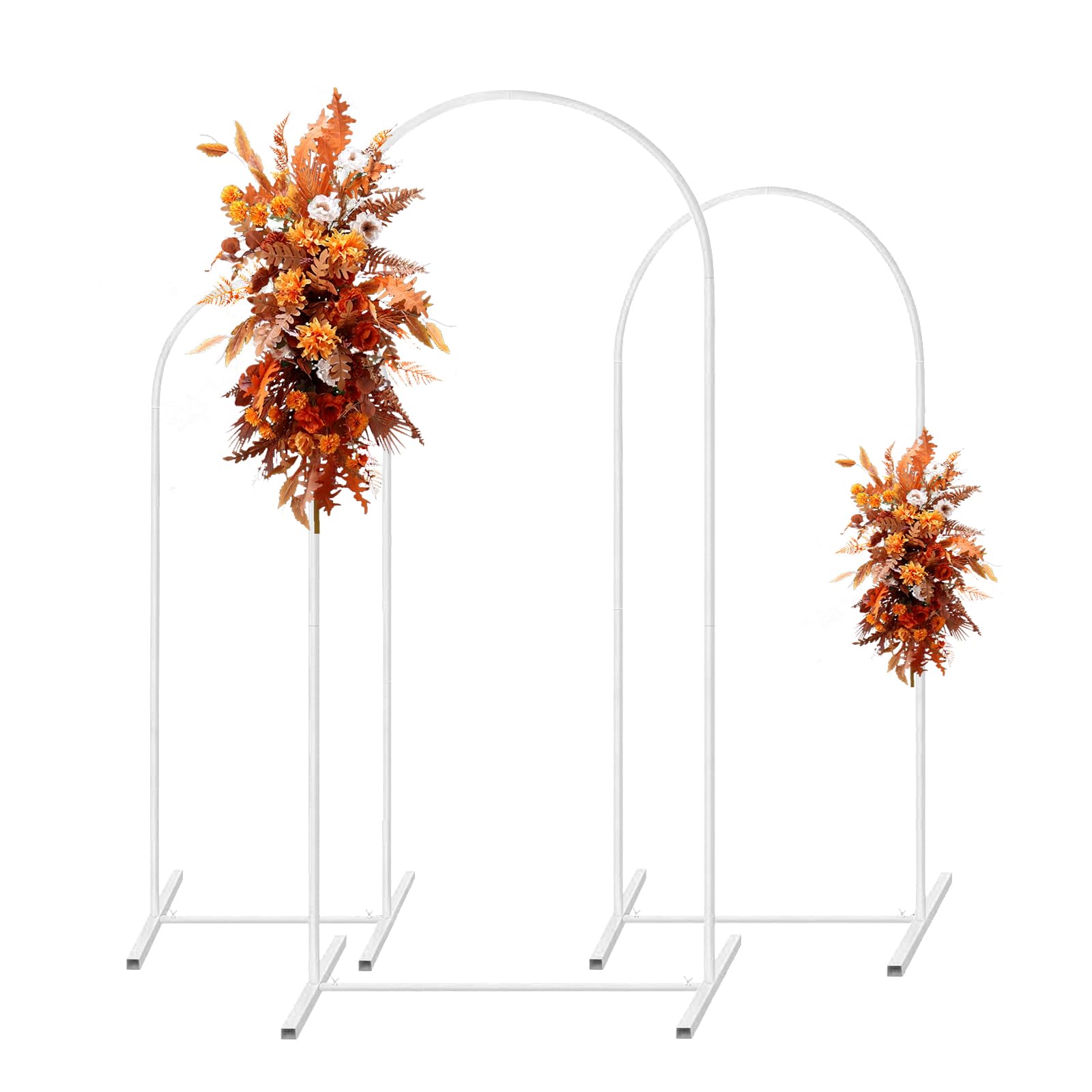 Metal Arch Backdrop Stand Set of 3, White Wedding Arch Stand, Balloon Arch Frame, Metal Balloon Arch Kit for Birthday Party, Wedding, Baby Shower, Anniversary, Halloween Decorations (White)