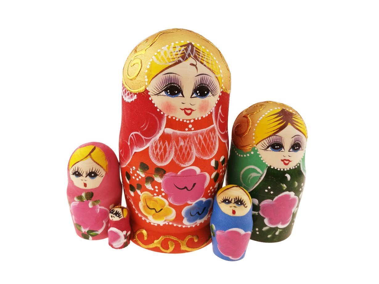 Winterworm Lot de 5 poupées russes multicolores pour fille - Cadeau d'anniversaire pour enfants