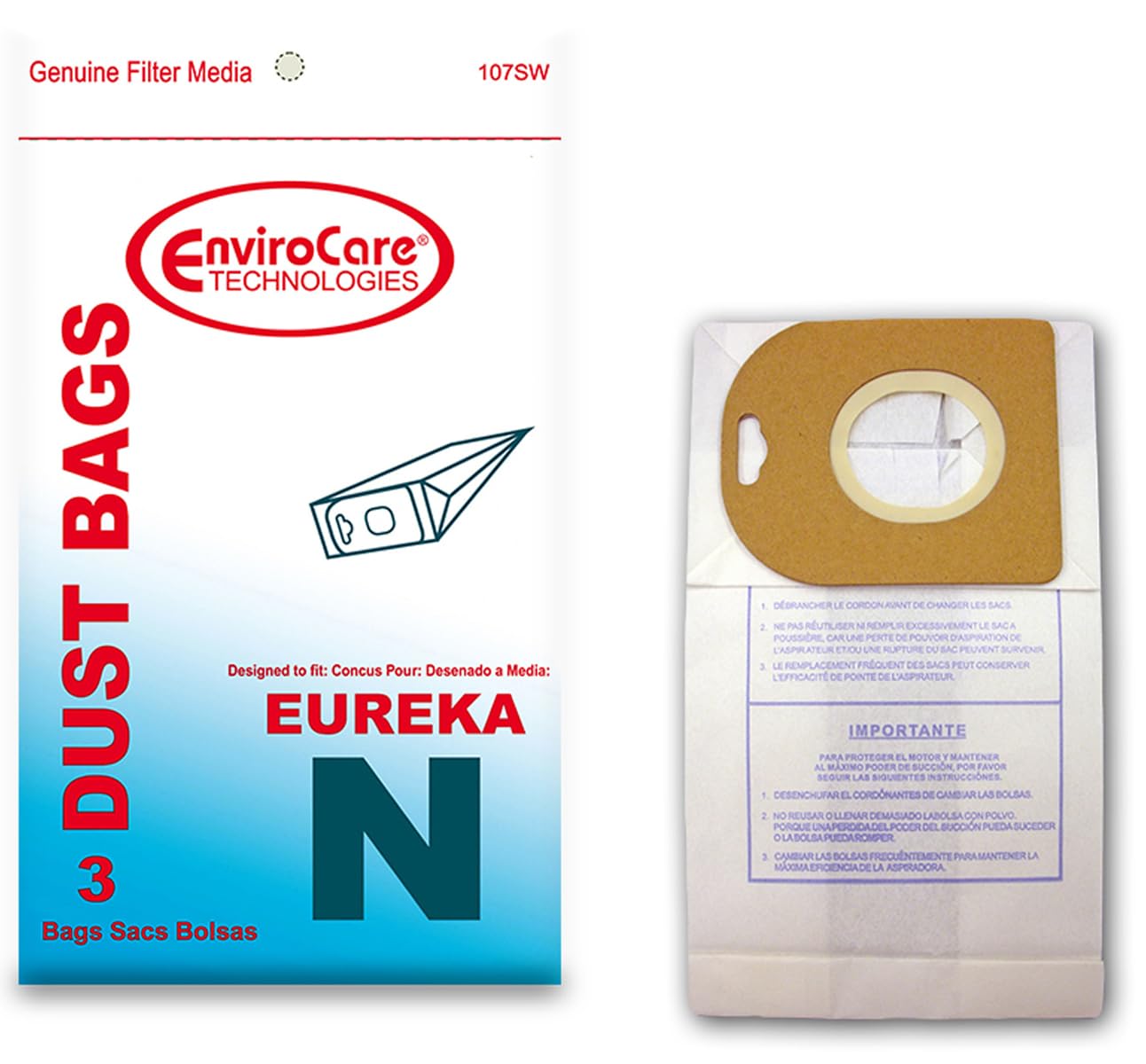 Crucial Vacuum 9-Pack Allergen Filtration Bags - Fits Eureka Mighty Mite & Sanitaire Canister Vacuums - View #2