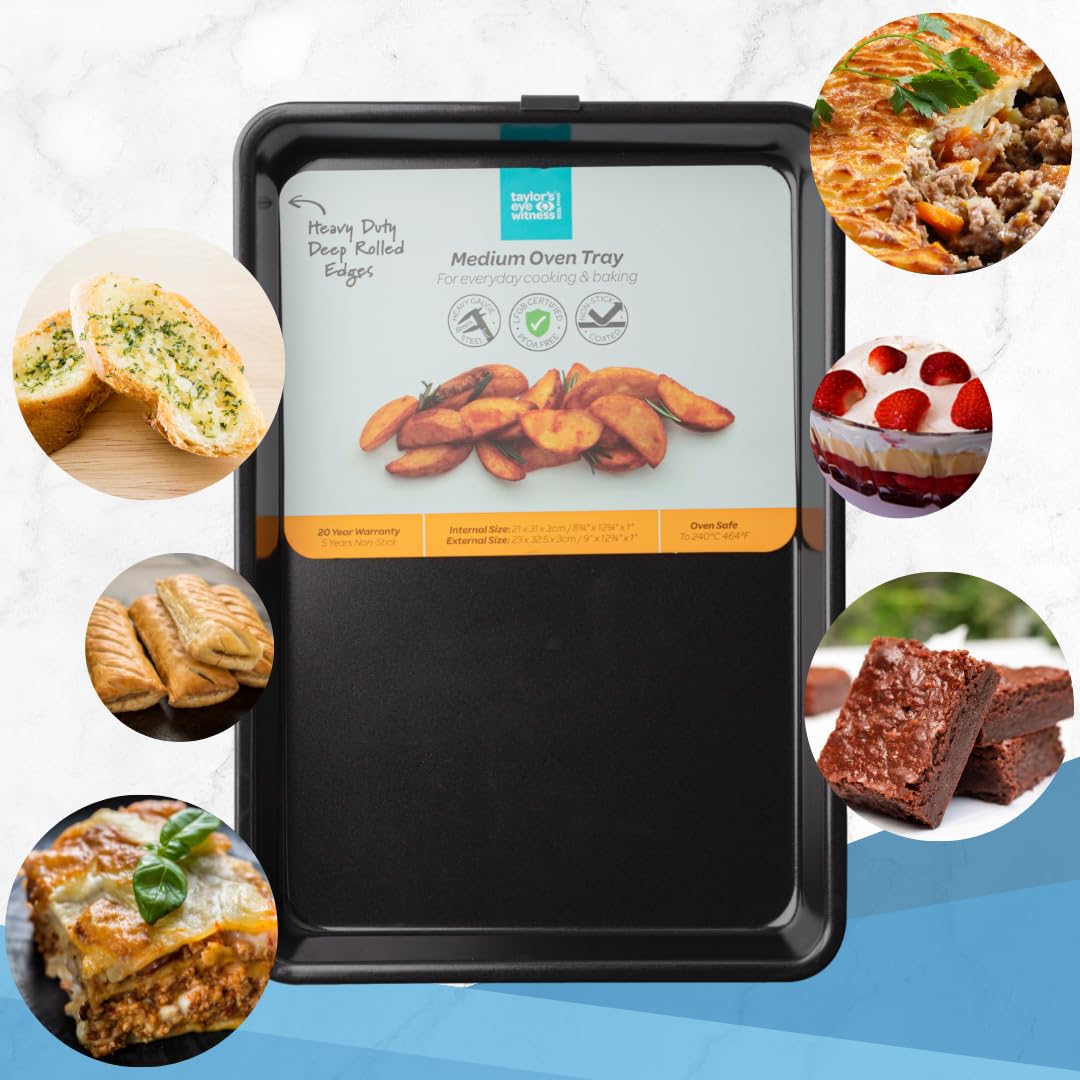 Medium Oven Tray with Rolled Edges, Non-Stick Heavy Gauge 0.8mm Carbon Steel - Image 4