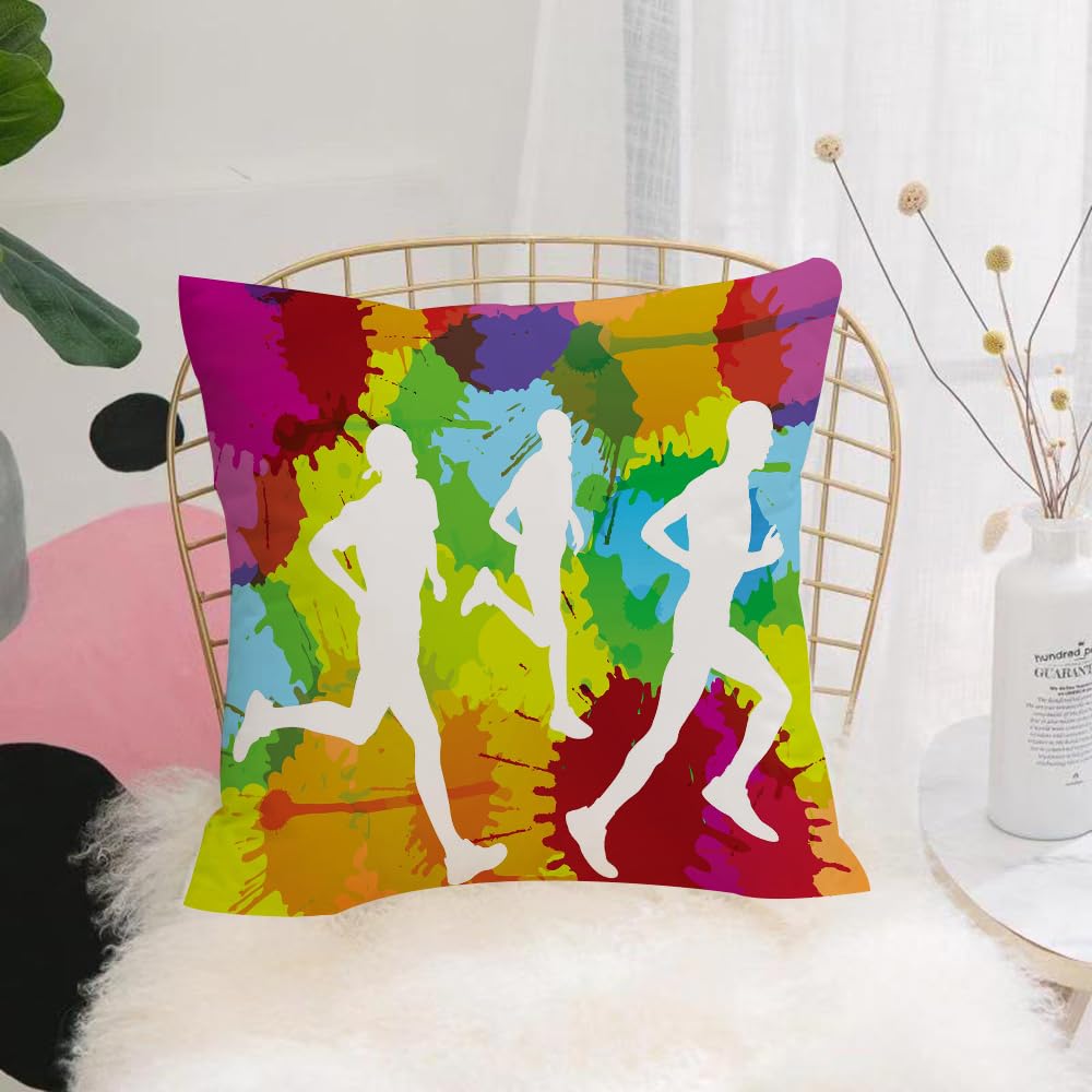 Hyosxw Runners Abstract Color Splash Vector Backgro - A2 Cushion Cover,Throw Pillow Case Home Decorative For Living Room Bedroom Sofa Chair 18X18 Inch,Runners Abstract Color Splash Vector Background,Pillowcase 45X45cm