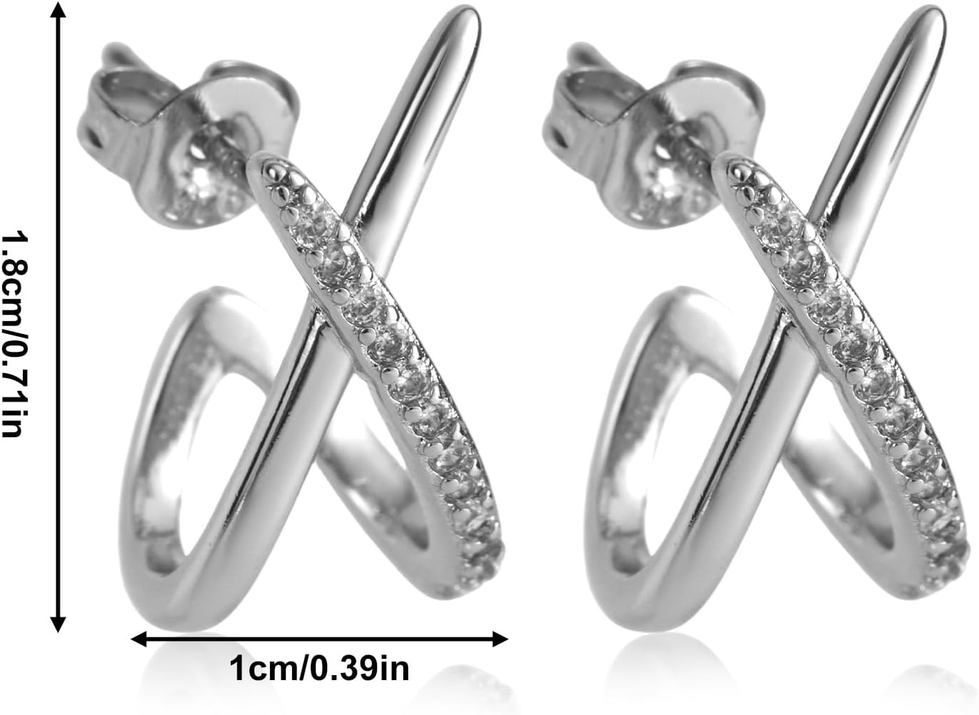 Stud Earrings for Women Trendy, Simple Dainty X Earrings Studs Cubic Zircon Minimalist Jewelry for Women Gifts - Image 2