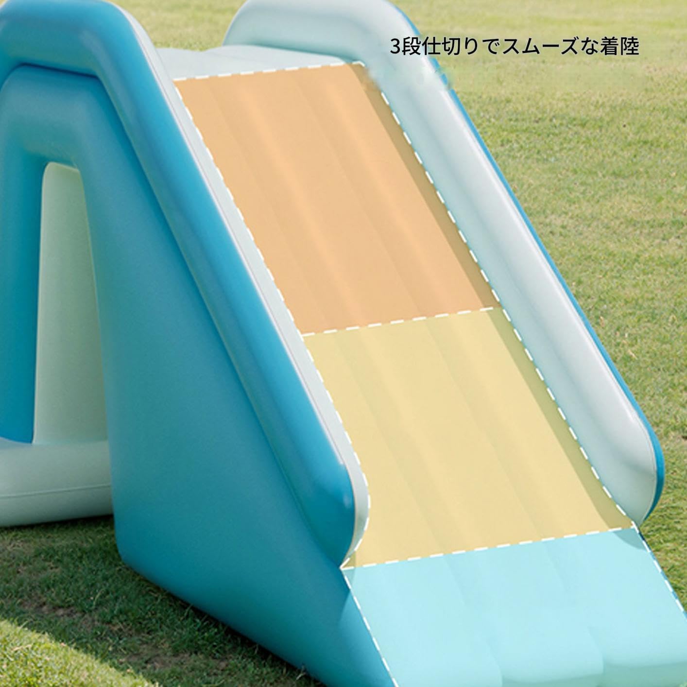 エアー式すべり台 | 折りたたみ式 水遊び スライド,滑りやすい 簡単設置 ランプ ウォーターパーク 子供 浮遊式 誕生日 家族集会