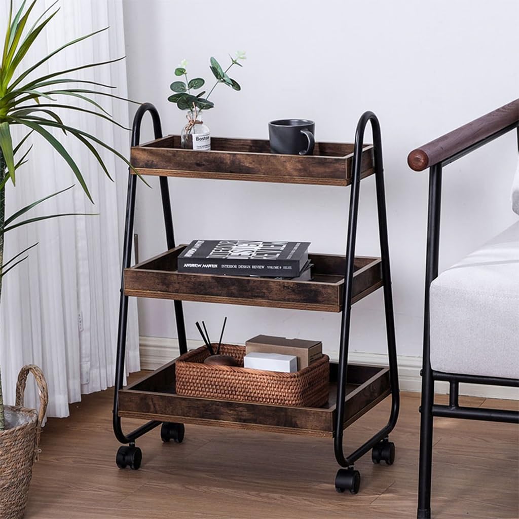 Carrello ripostiglio 3 livelli ufficio bagno soggiorno cucina(/Black)