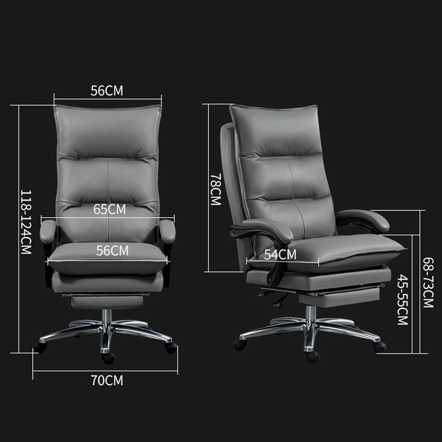Sedia da ufficio in pelle autentica ergonomica con poggiapiedi retrattile che si reclina completamente la sedia del computer executive posteriore per comodi attività di attività per boss girevoli