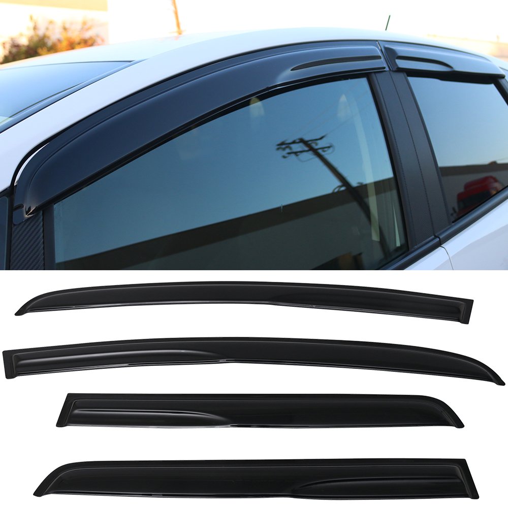 Photo 1 of IKON MOTORSPORTS Window Visor Compatible with 2015-2019 Honda Fit, Acrylic Smoke 