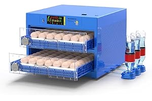 Incubadora de Huevos Automática para Incubación de Pollitos, Patos o Codornices, 128 Huevos, Color Azul