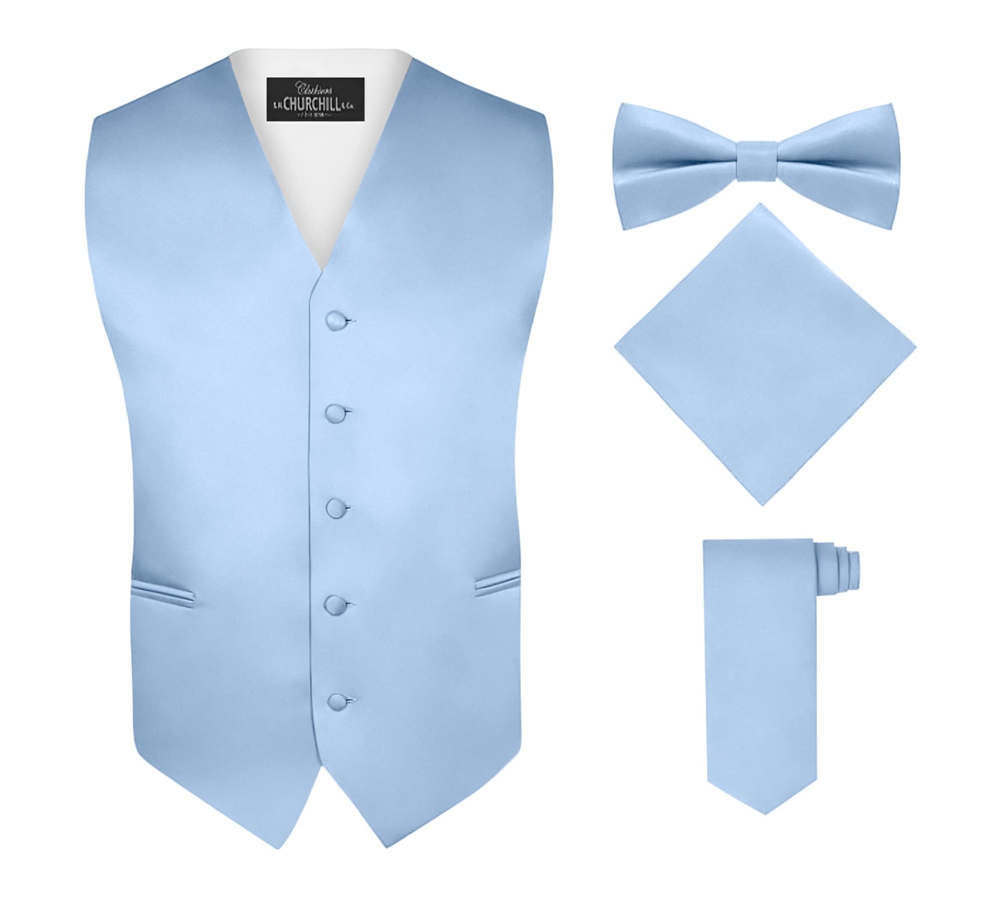S.H. Churchill &amp; Co. Men's 4 Piece Vest Set, with Bow Tie, Neck Tie &amp; Pocket Hankie