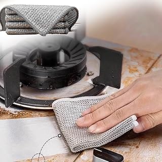 5 Pcs New Upgrade Steel Wire Dishcloth,Double Layer Steel Wire Cleaning Cloth,Powerful Cleaning Non-Scratch Wire Dishcloth Rag for Cookware, Sinks, Dishes, Stove Tops