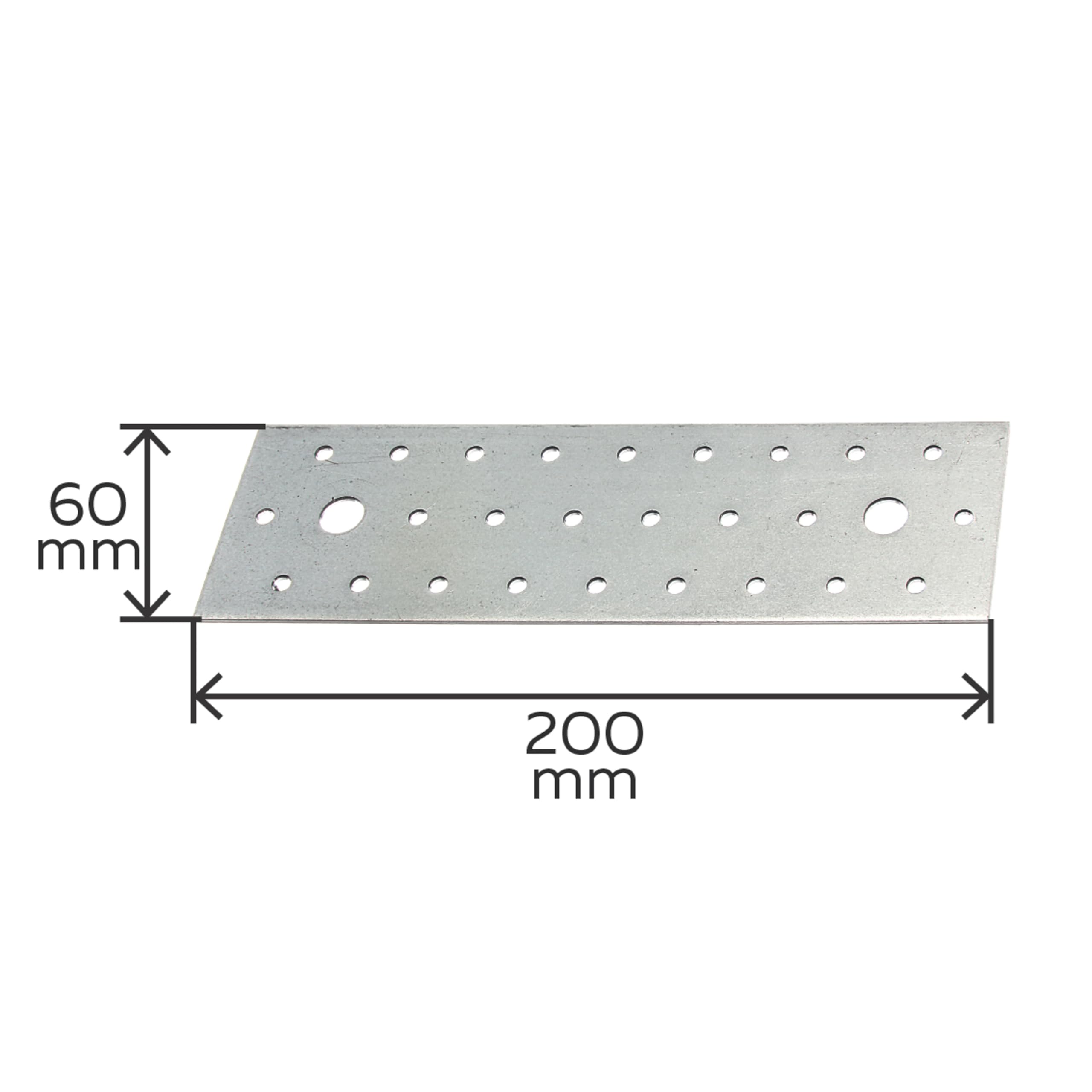 Alberts 849276 Plaque multi-trous | galvanisée Sendzimir | 200 x 60 mm | kit de 48