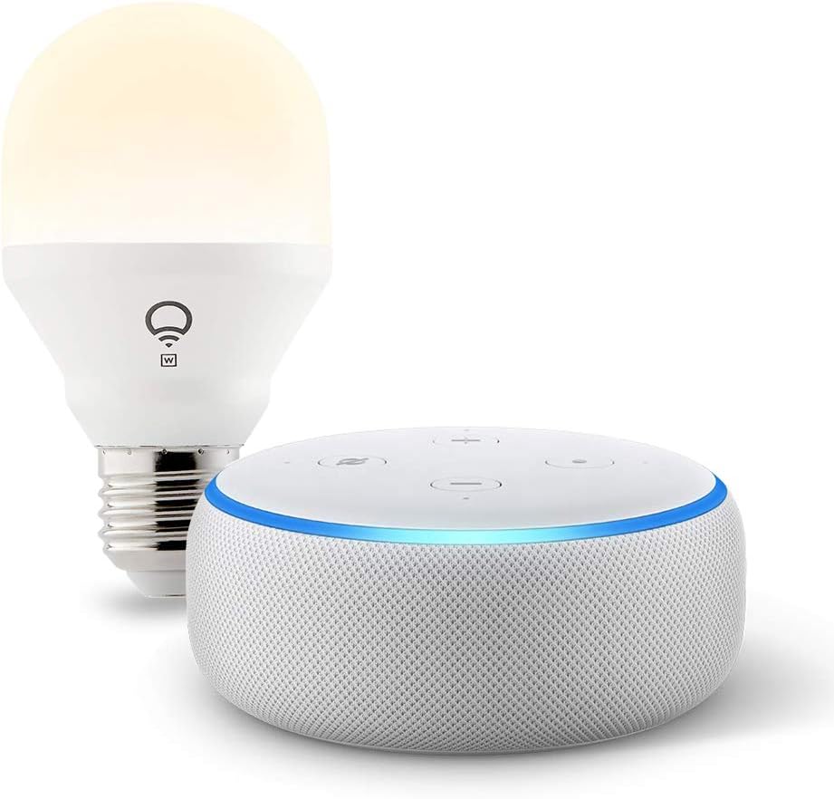 Echo Dot (3rd Gen) Sandstone bundle with LIFX Wi-Fi Smart Bulb