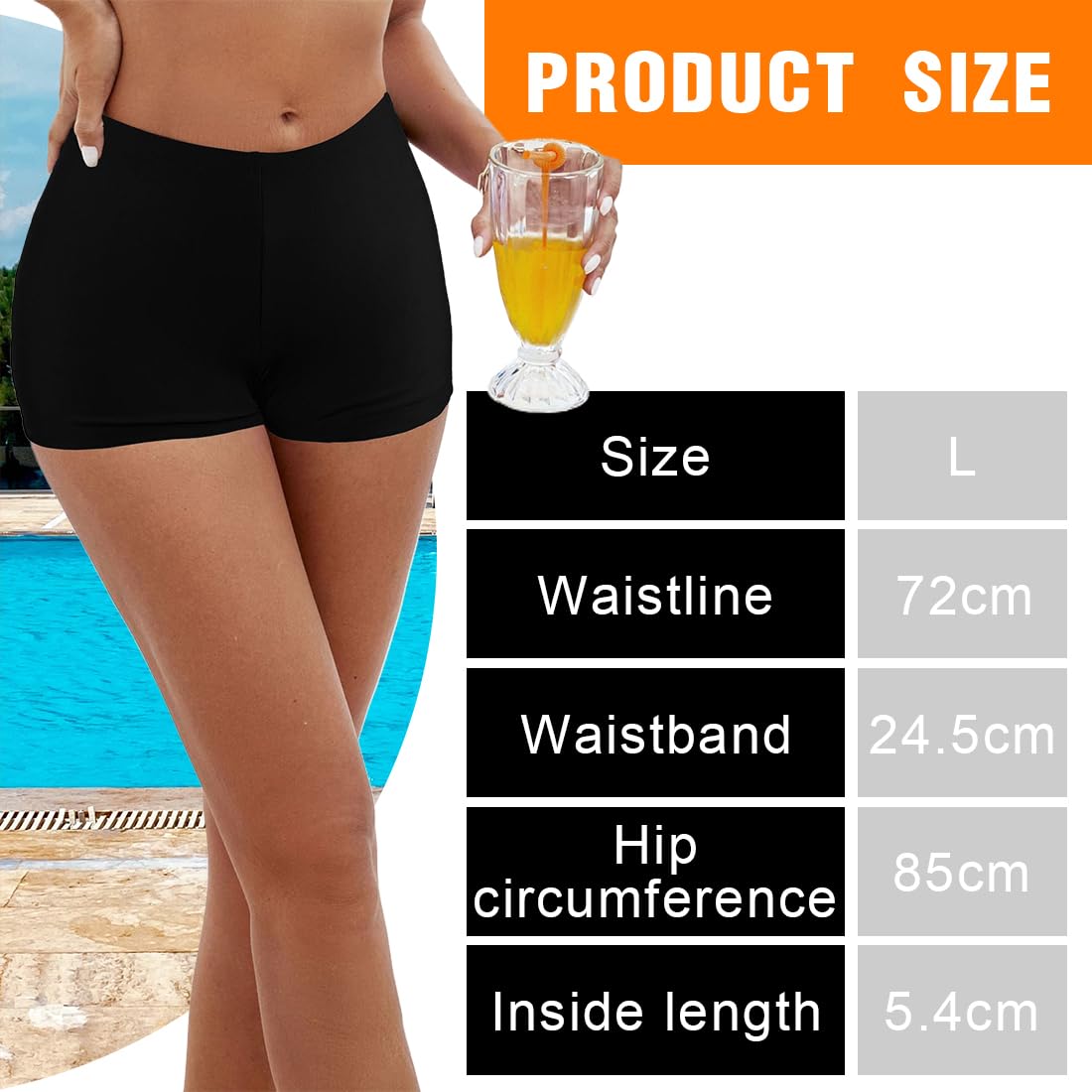 Pantalones Cortos de Natación para Mujer con Control del Vientre y Secado Rápido (Navy Blue)