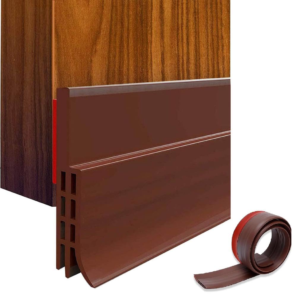 Sponsored Ad – Door Seal Strip Weather Stripping Self adhesive under Door Seal Blocking Air, Dust and Bugs Door Draft Blocker Sweep Strip for bottom of Door Sound Reduction Silicon (Brown)