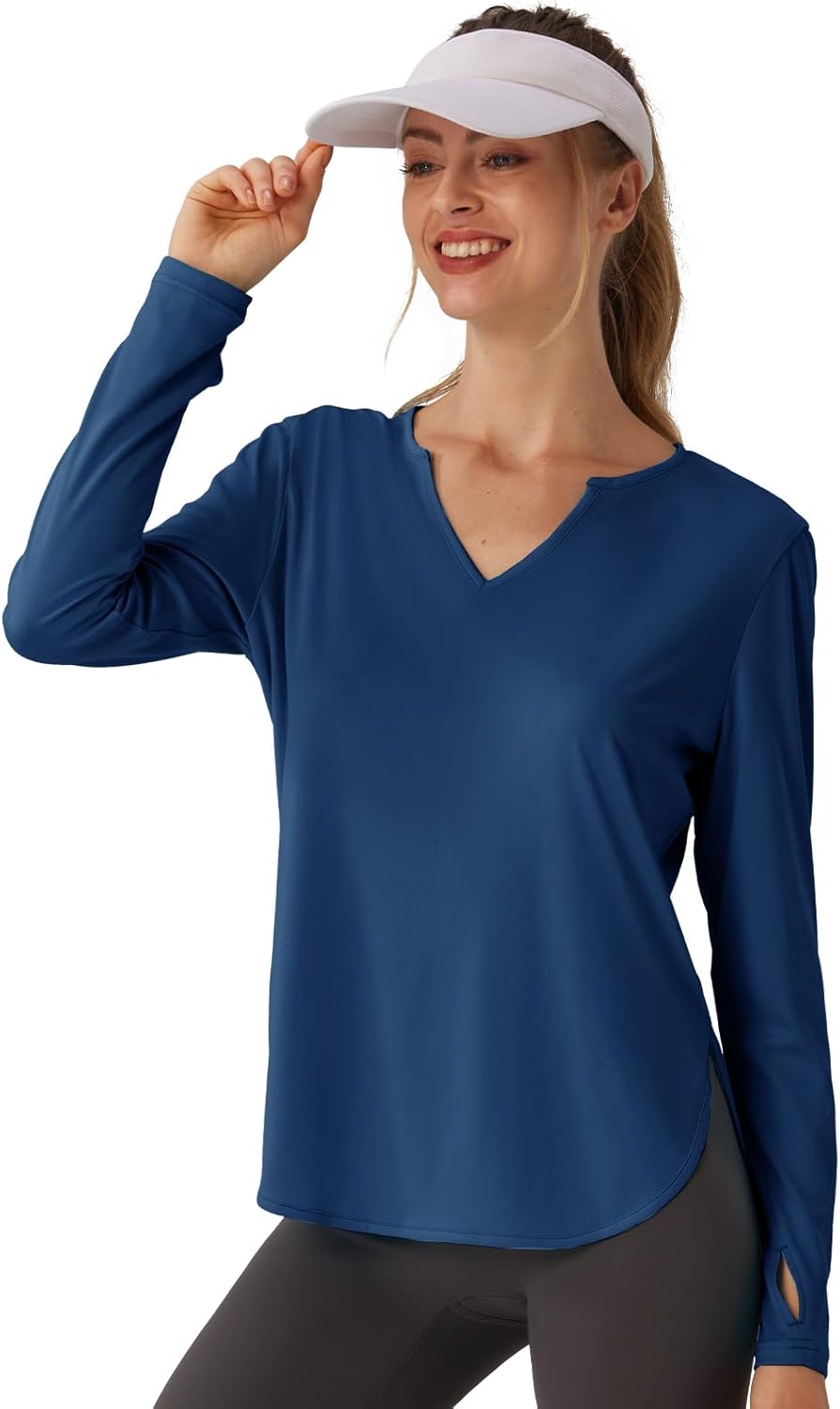 Women's Standard V-Neck UPF 50+Swim Rash Guard Shirt